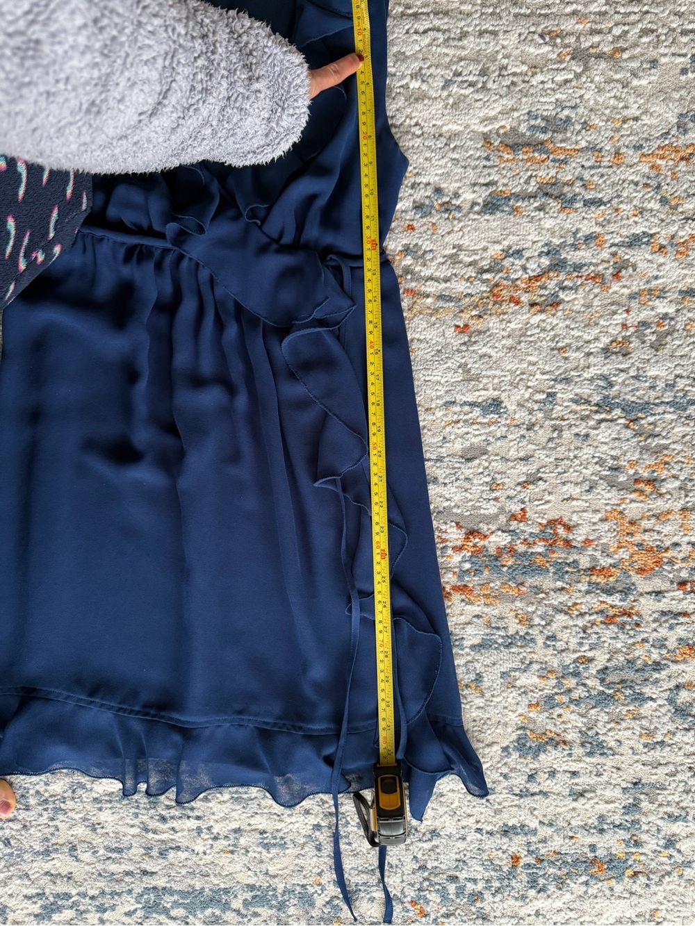 LIKE NEW Max Studio Navy Blue Ruffle Dress XS Summer Wedding Guest Cocktail - Picture 6 of 9